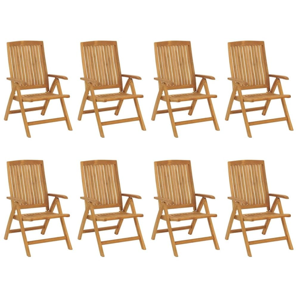 Vidaxl Sklápacie záhradné stoličky 8 ks tíkový masív